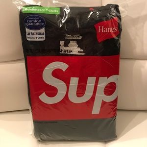 Supreme Hanes Tagless Tees T-Shirt 3 Pack Black